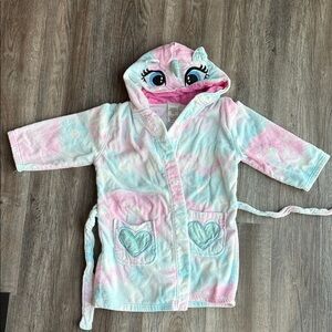 Whimsical Kids Hooded Pajama Robe - Pastel Pink and Blue